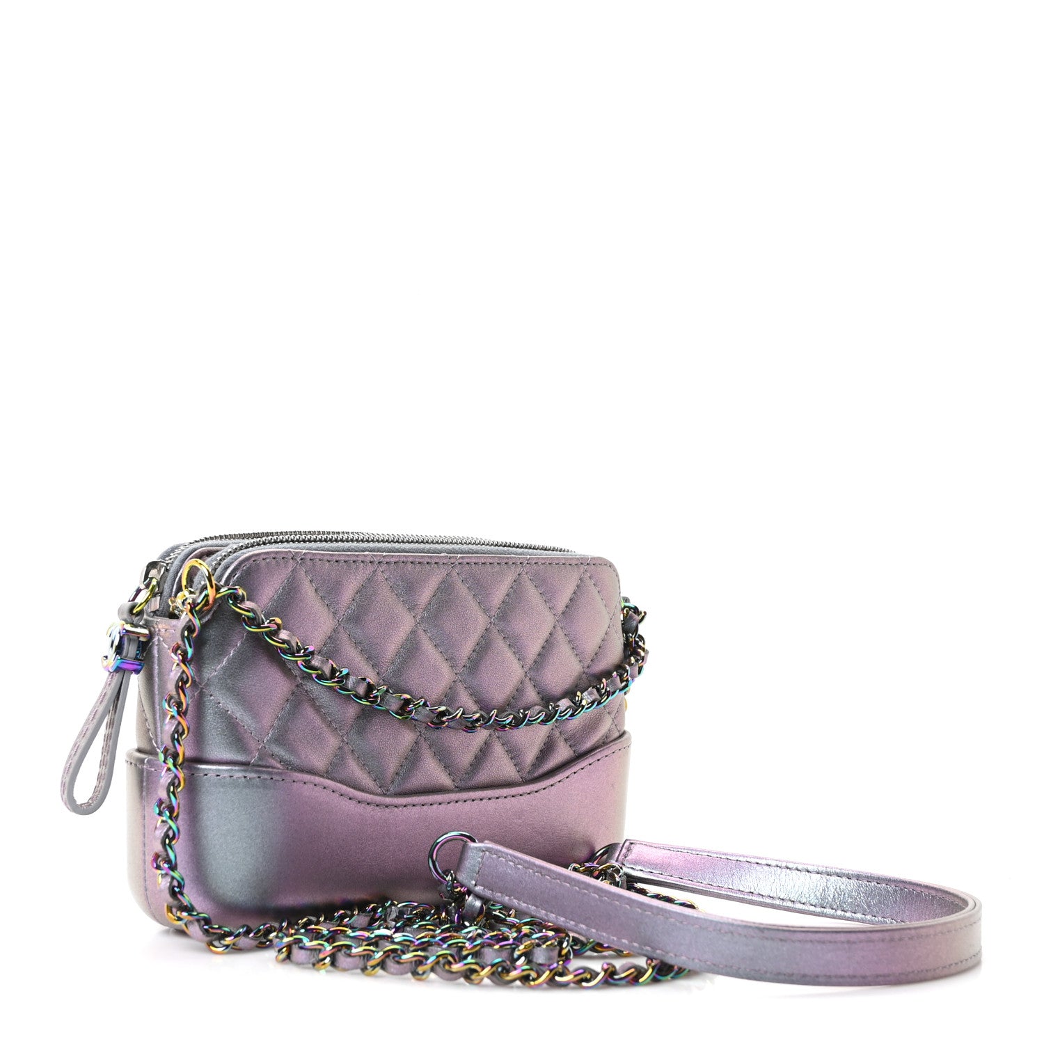 Chanel Iridescent Lambskin Calfskin Quilted Small Gabrielle Clutch With Chain Light Purple 3 of 10