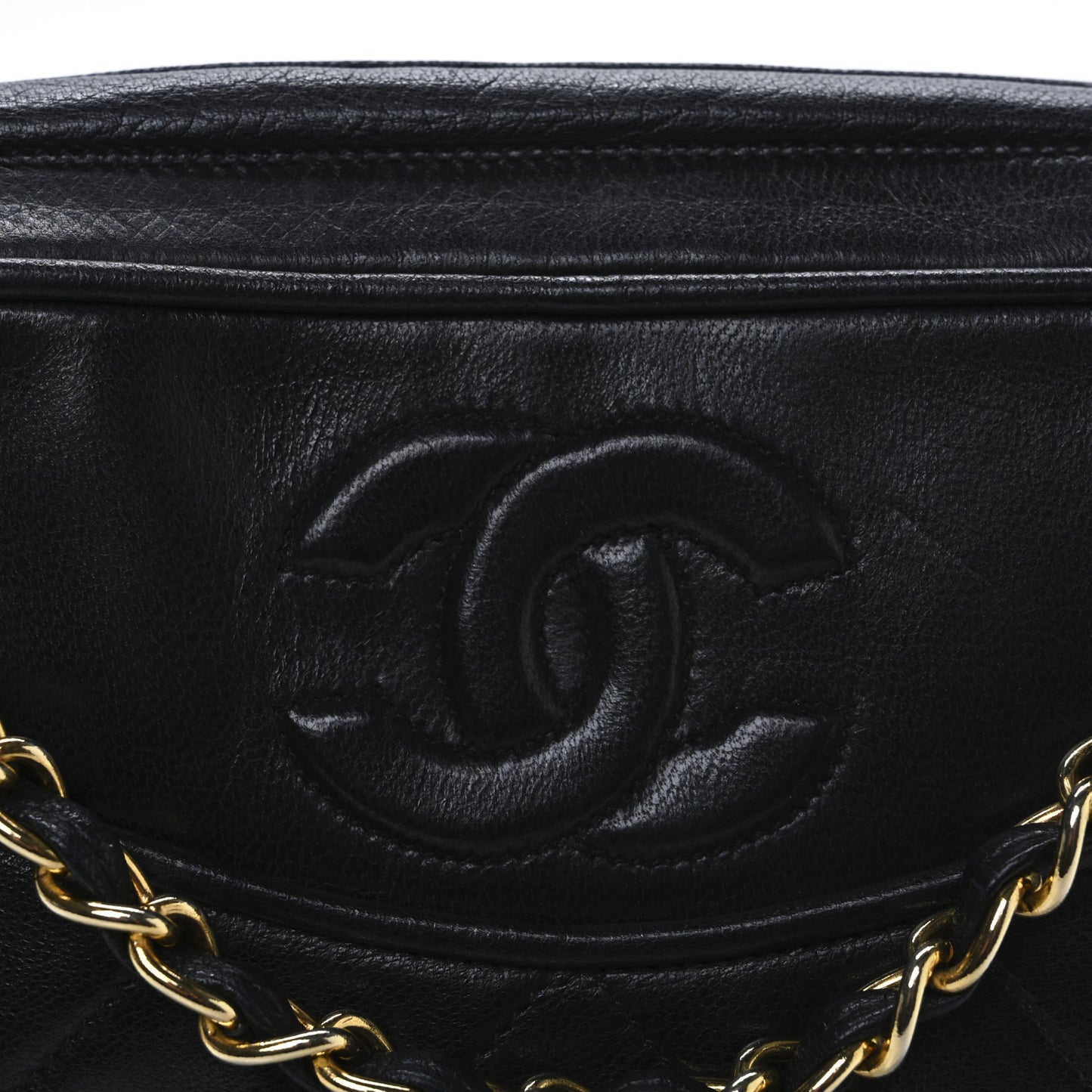 Lambskin Quilted CC Tassel Camera Case Black
