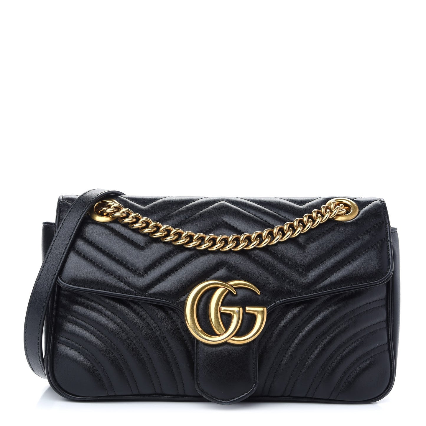 Calfskin Matelasse Small GG Marmont Shoulder Bag Black