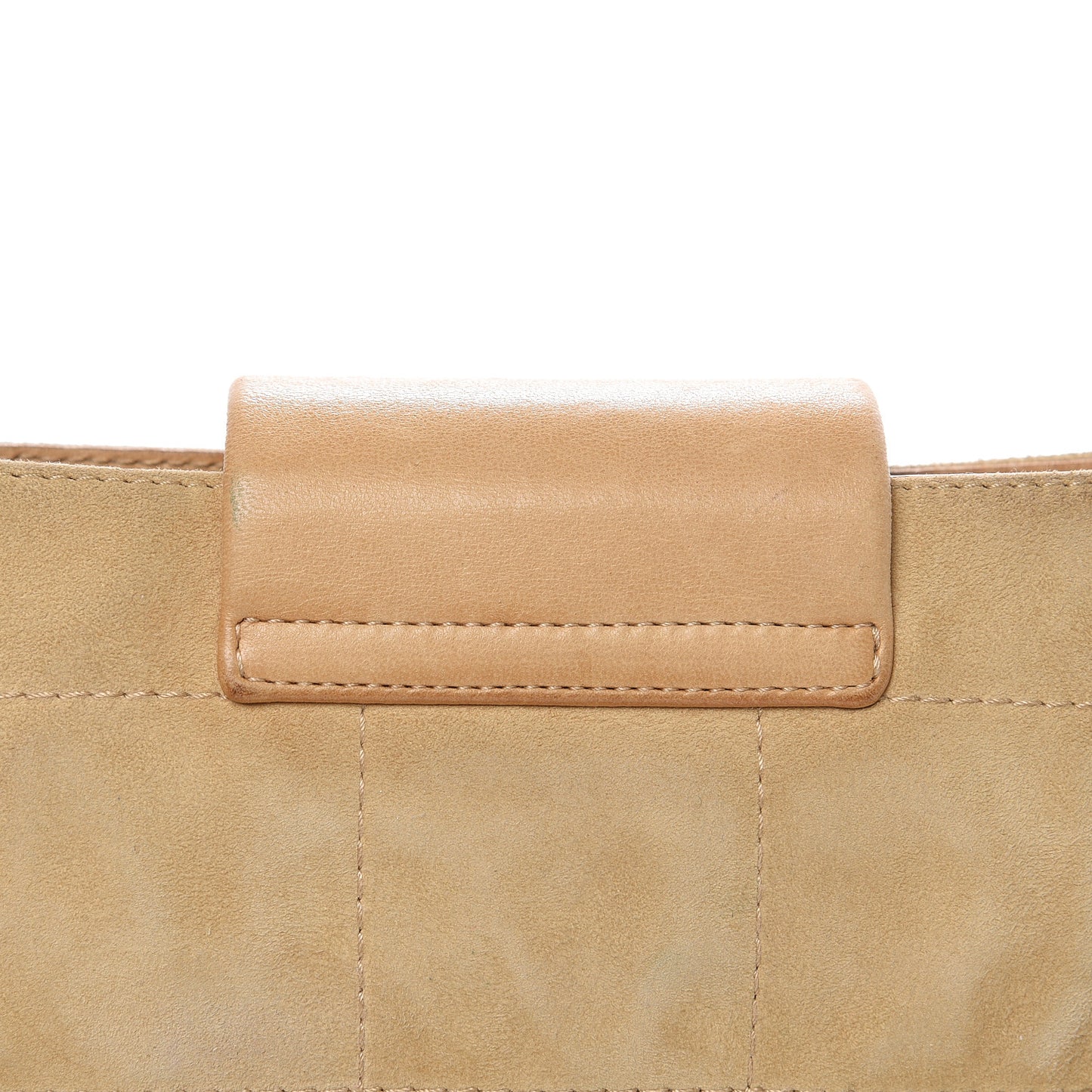 Suede Square Stitched Mademoiselle Shoulder Bag Beige