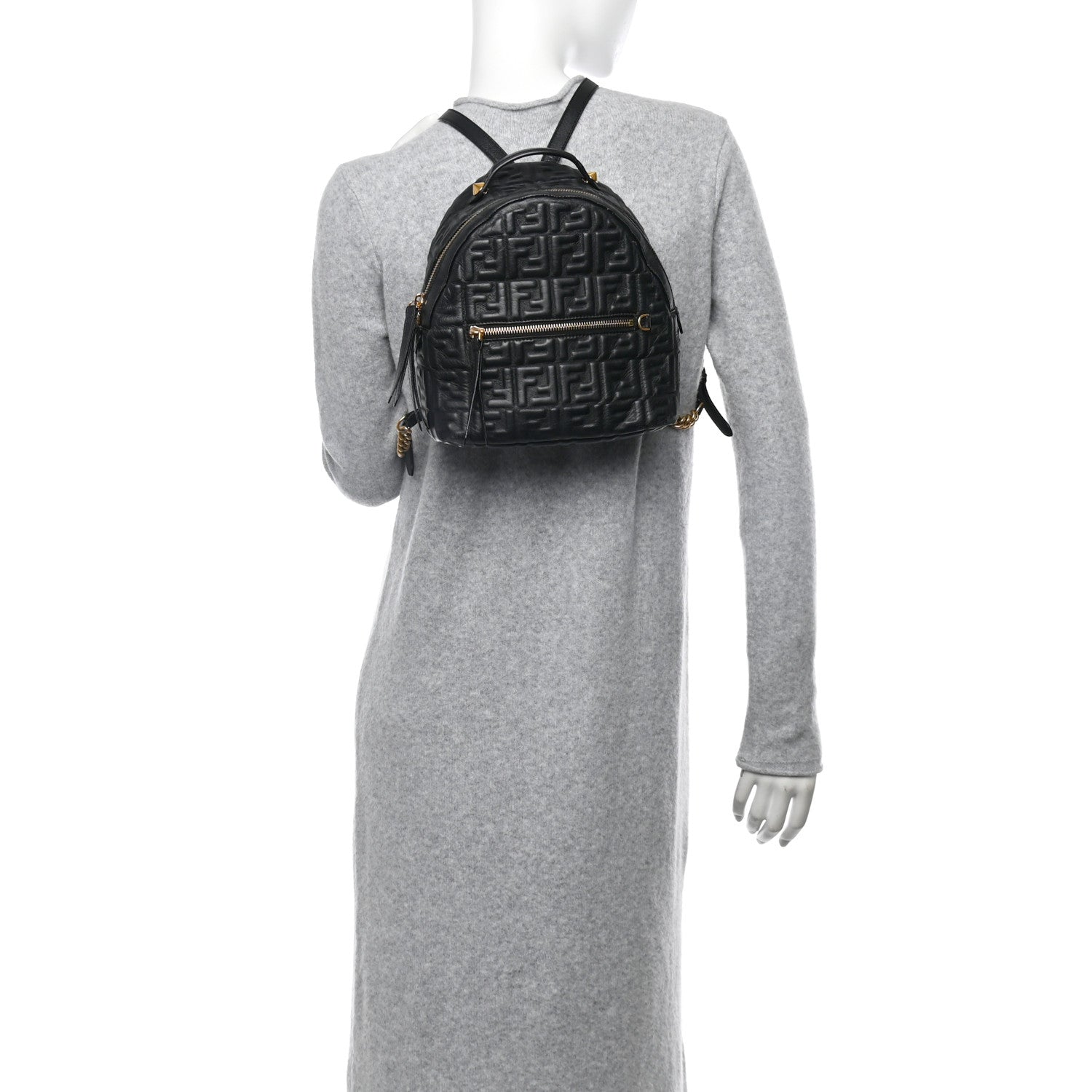 Fendi Nappa FF 1974 Embossed Mini Backpack Black 2 of 14