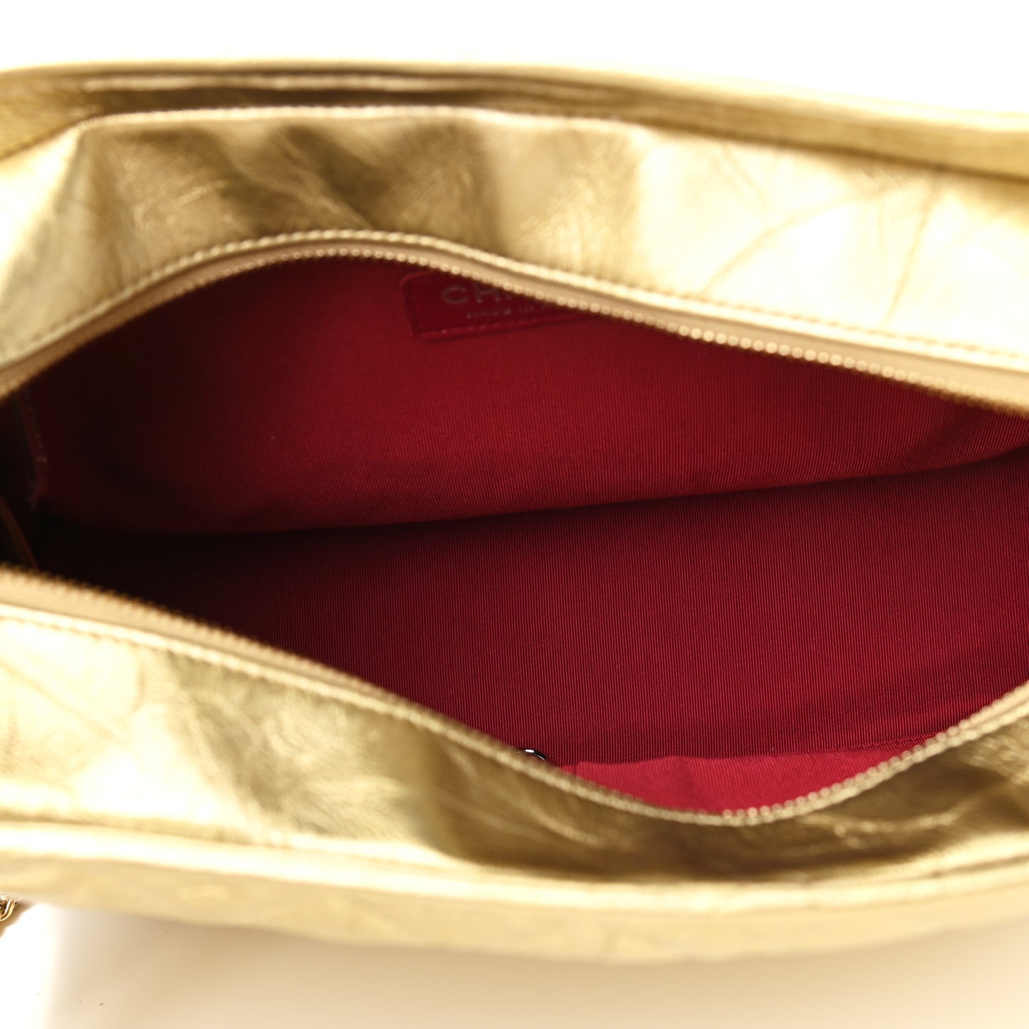 Metallic Aged Calfskin Quilted Medium Gabrielle Gold