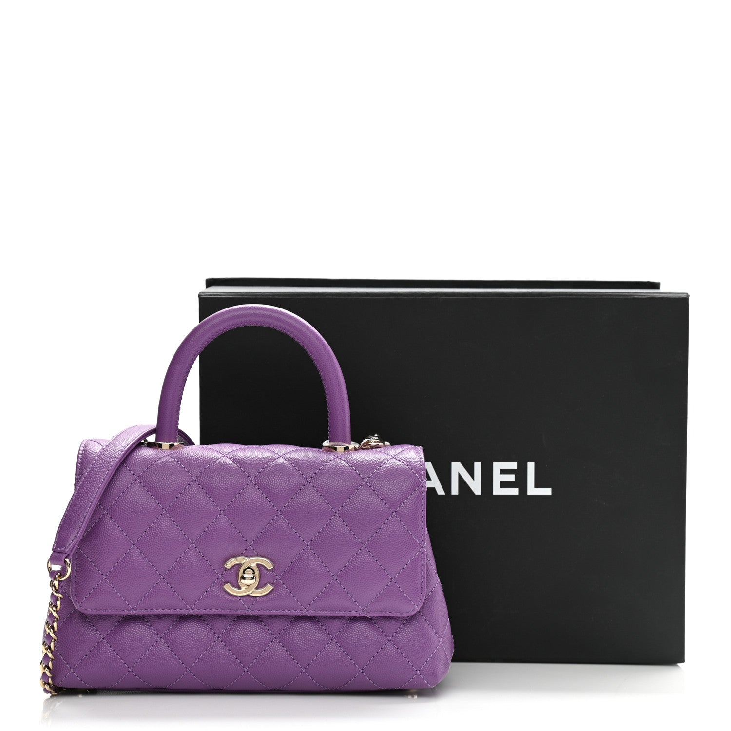 Chanel Caviar Quilted Mini Coco Handle Flap Purple 8 of 8