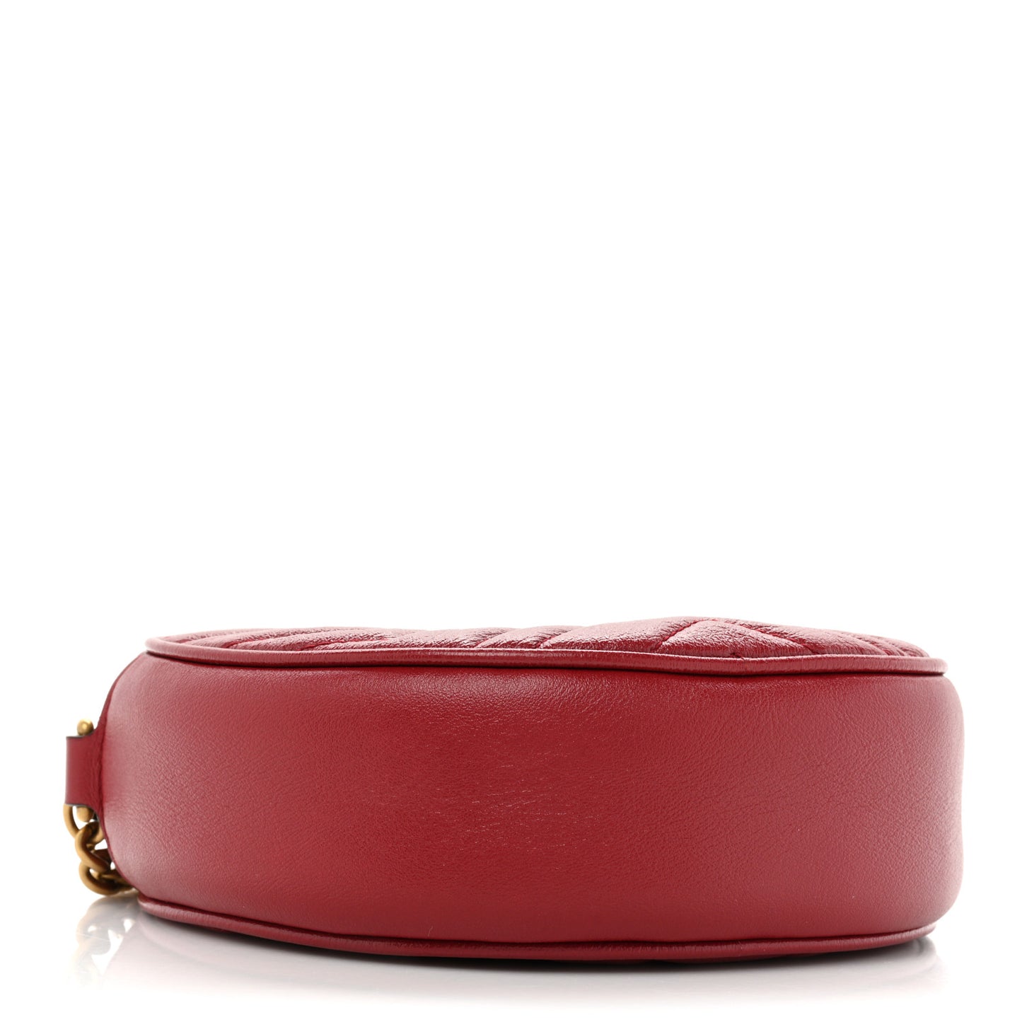 Glazed Calfskin Matelasse Heart Mini GG Marmont Round Shoulder Bag Romantic Cerise