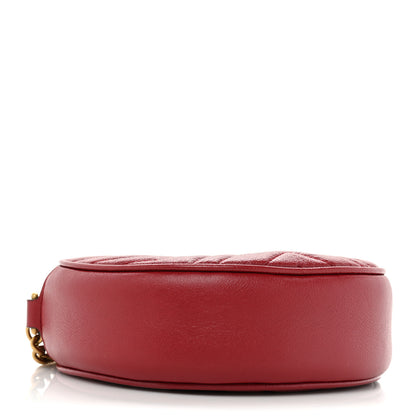 Gucci Glazed Calfskin Matelasse Heart Mini GG Marmont Round Shoulder Bag Romantic Cerise 4 of 11