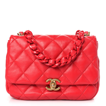 Chanel Lambskin Quilted Small Lacquered Chain Flap Red 1 of 9