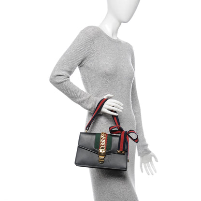Gucci Calfskin Small Sylvie Shoulder Bag Black 2 of 10