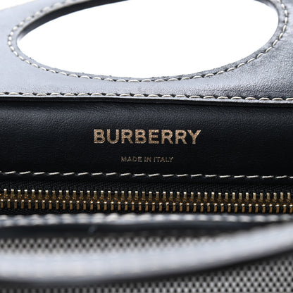 Burberry Smooth Calfskin Canvas Two Tone Mini Pocket Bag Black Tan 8 of 11