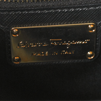 Salvatore Ferragamo Printed Calfskin Vara Bow Chain Tote Black 6 of 9