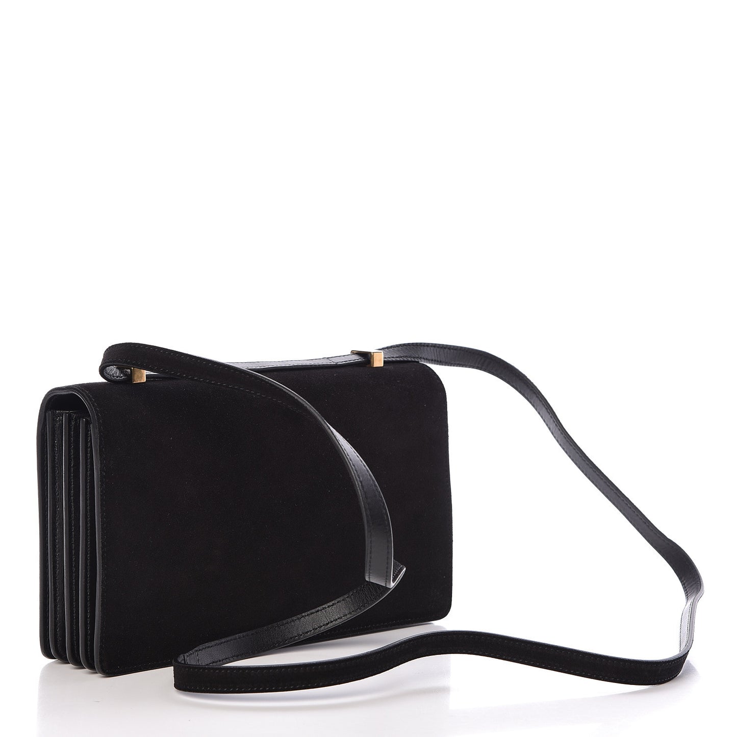 Suede Monogram Small Dylan Shoulder Bag Black