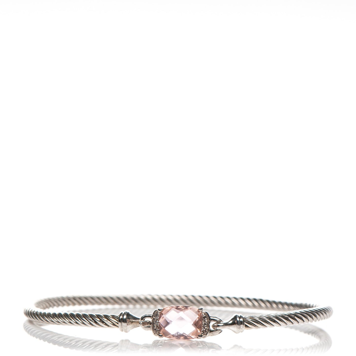 Sterling Silver Diamond Morganite 3mm Petite Wheaton Bracelet
