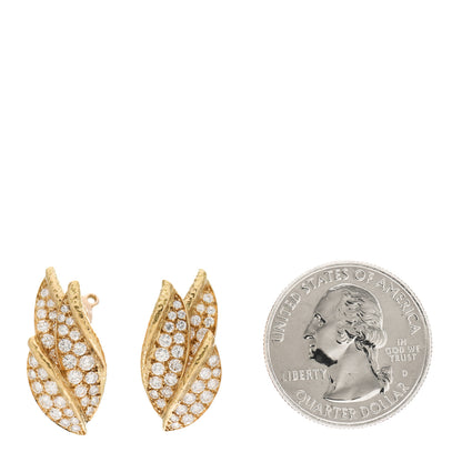 Piaget 18K Yellow Gold Diamond Leaf Clip-On Earrings 2 of 6