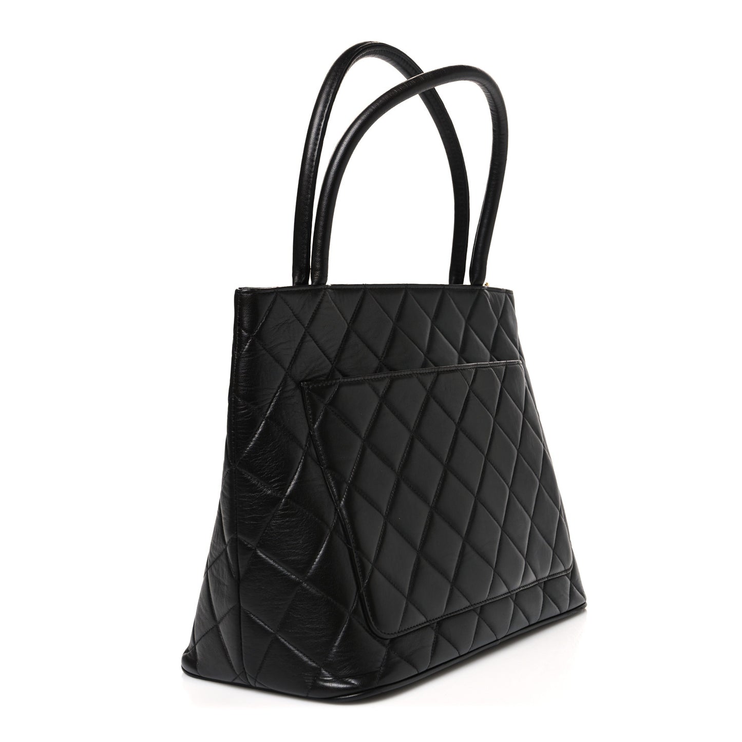Lambskin Quilted Medallion Tote Black