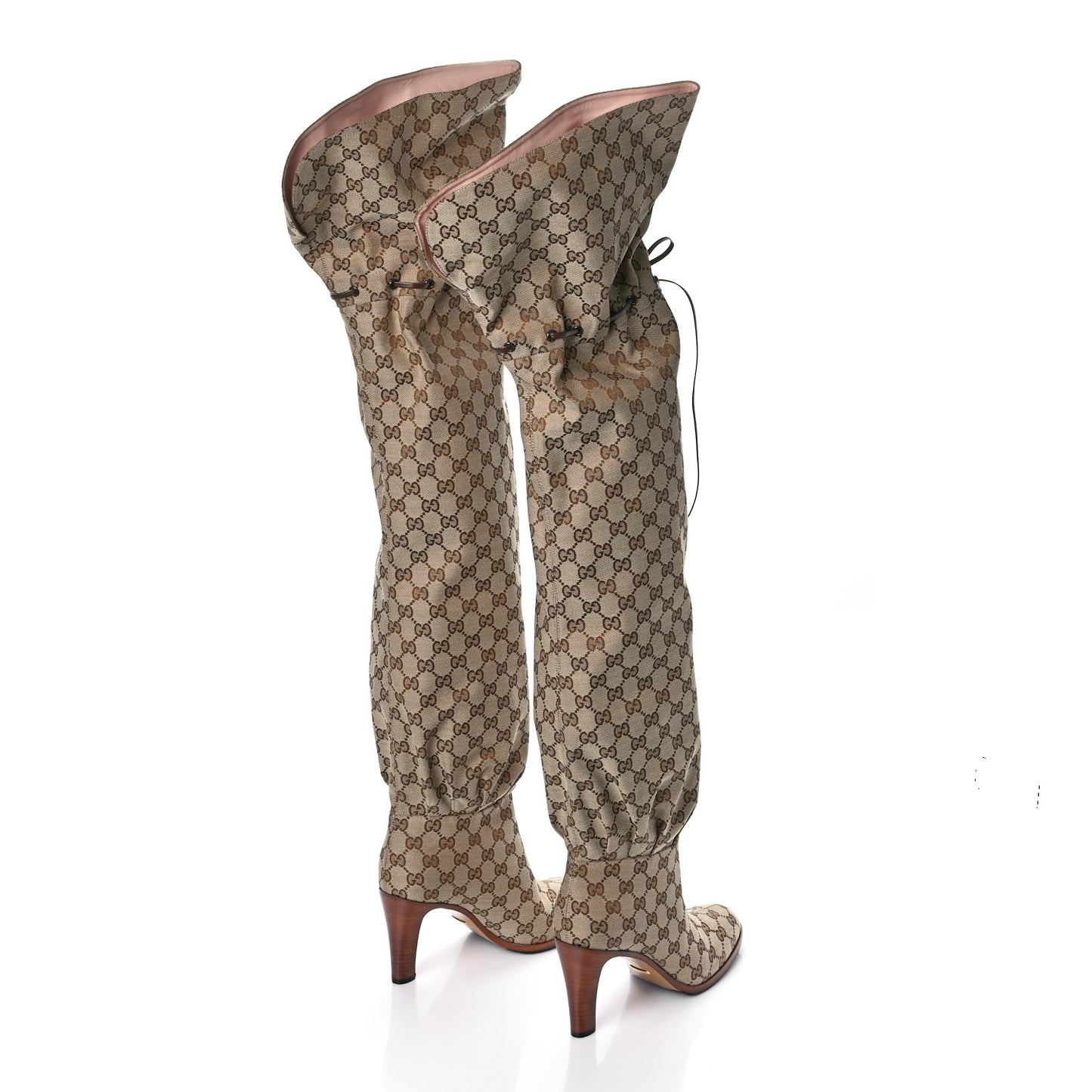 Monogram Over the Knee Boots 39.5 Beige Ebony