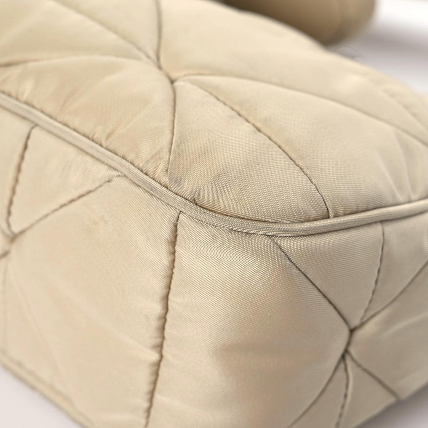 Re-Nylon Triangle Quilted Padded Patchwork System Shoulder Bag Deserto