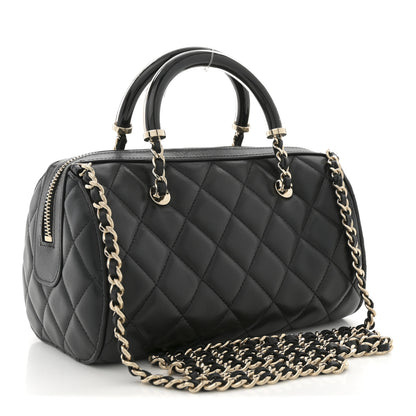 Chanel Lambskin Quilted Mini Bowling Bag Black 3 of 10