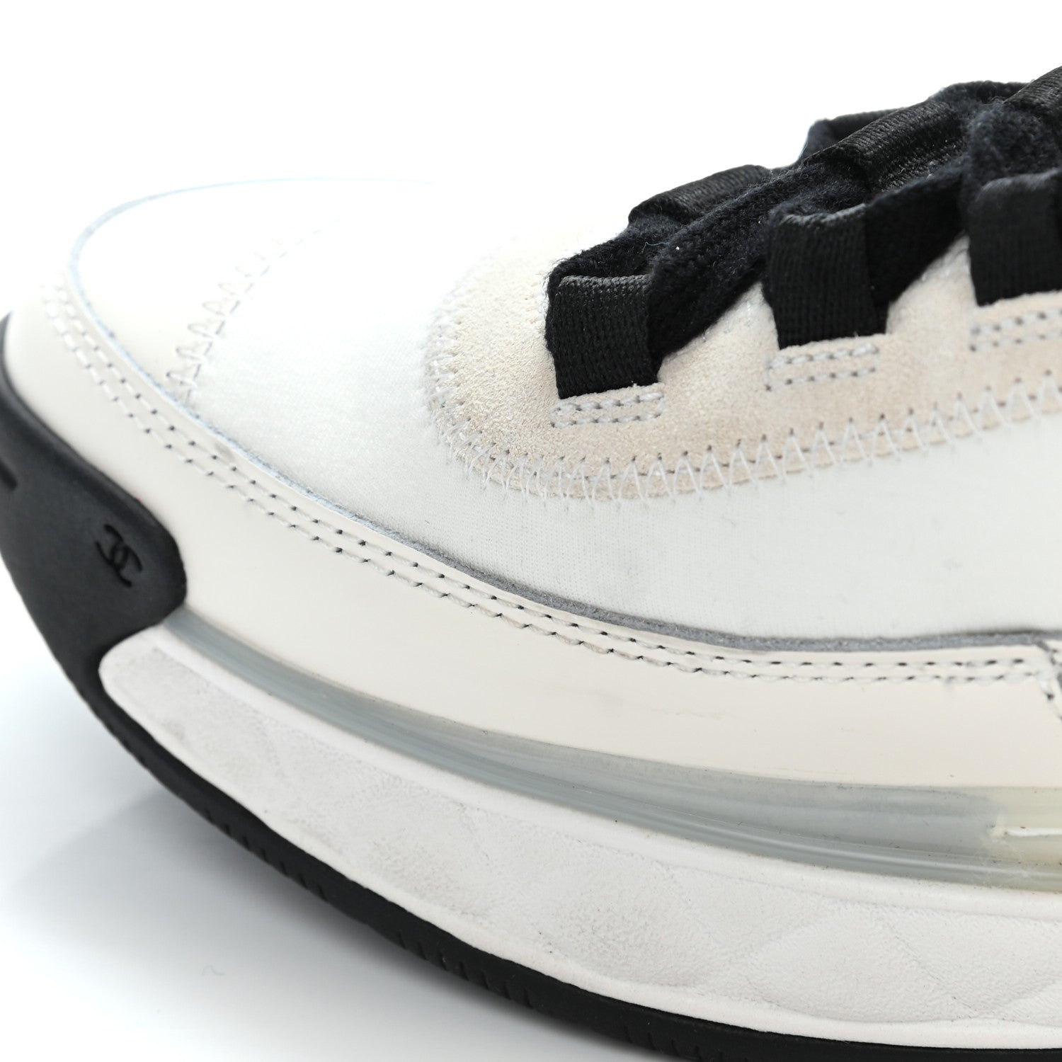 Chanel Velvet Calfskin Mixed Fibers CC Sneakers 37 Ivory Black 11 of 13