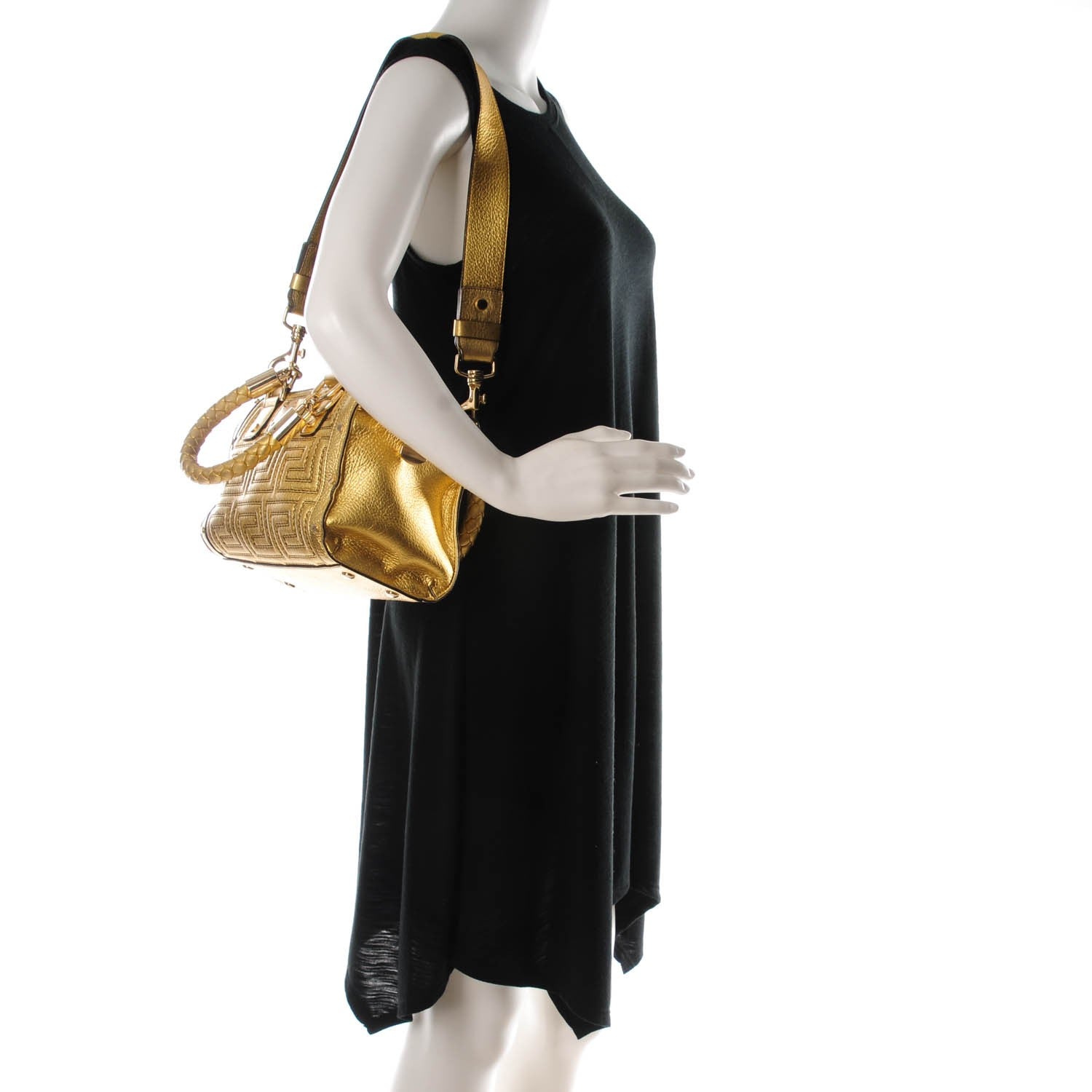 Versace Metallic Calfskin Couture Shoulder Bag Gold 2 of 7