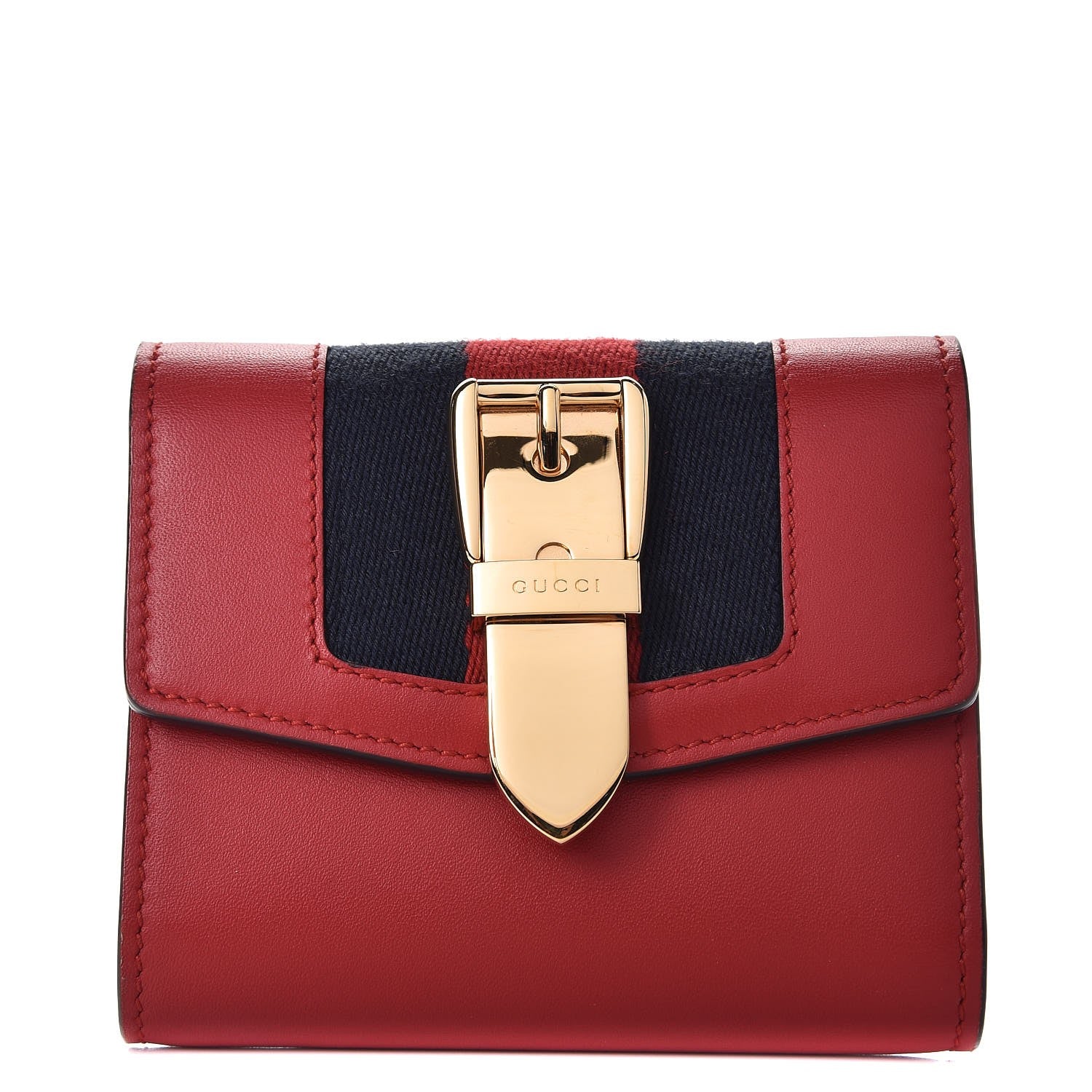 Gucci Calfskin Sylvie Wallet Hibiscus Red 1 of 8