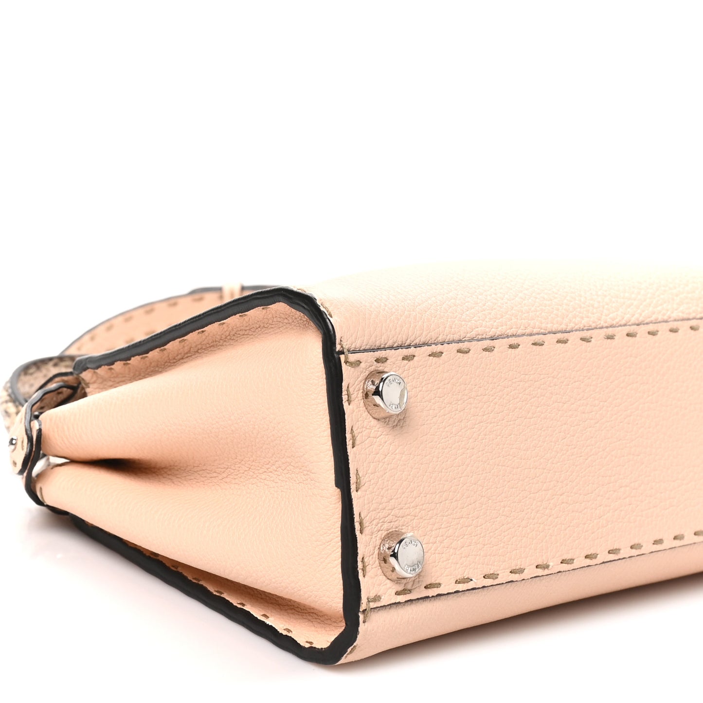 Cuoio Romano Snakeskin Selleria Mini Peekaboo Iconic Satchel Rosa Plaster
