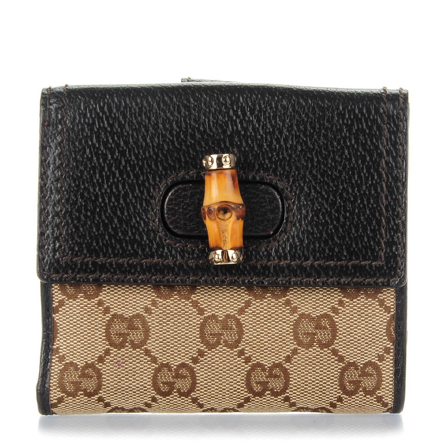 Gucci Monogram Bamboo French Wallet Dark Brown 1 of 7