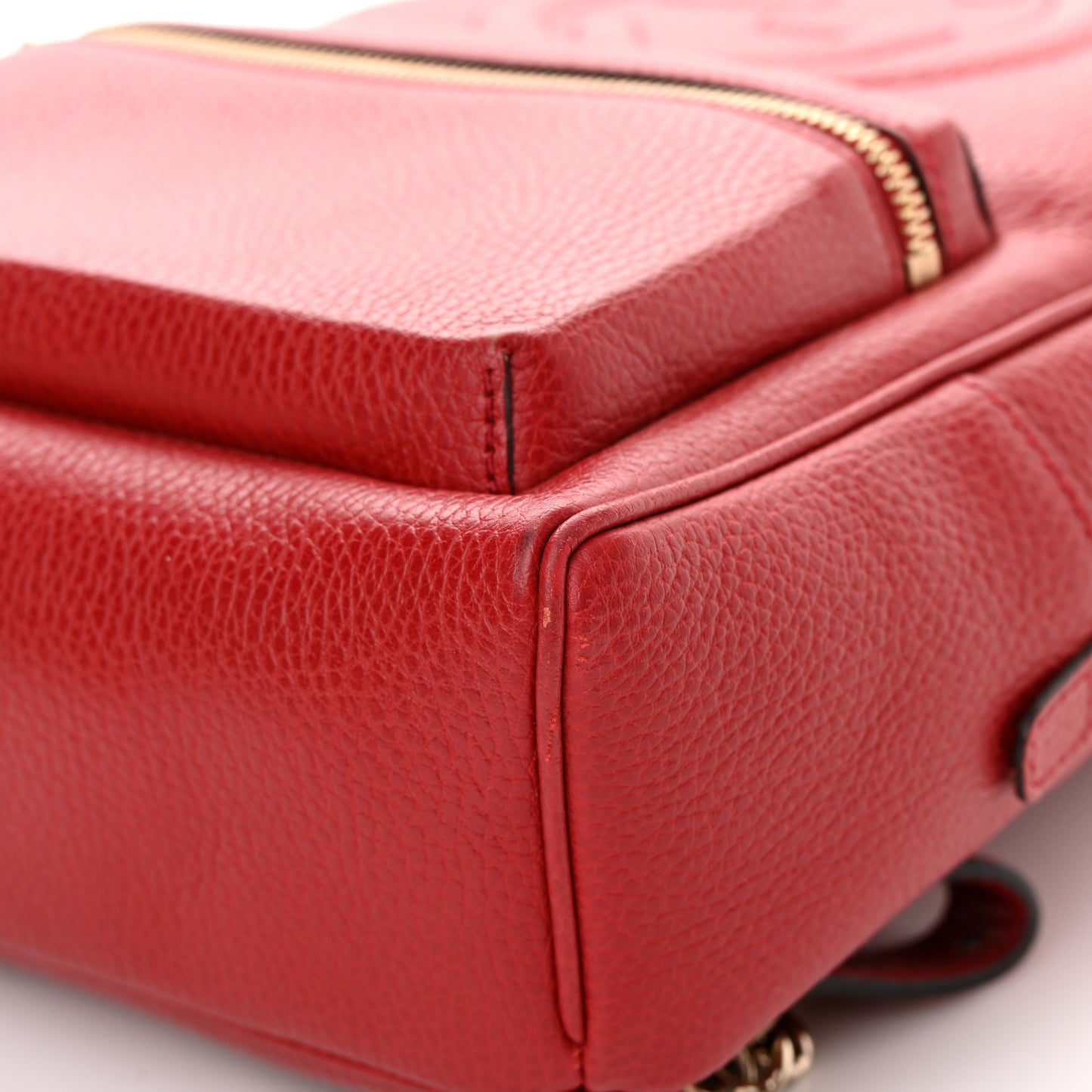 Pebbled Calfskin Soho Chain Backpack Hibiscus Red