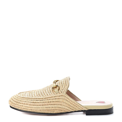 Gucci Raffia Womens Princetown Slippers 37 Naturale Sand Storm 1 of 8