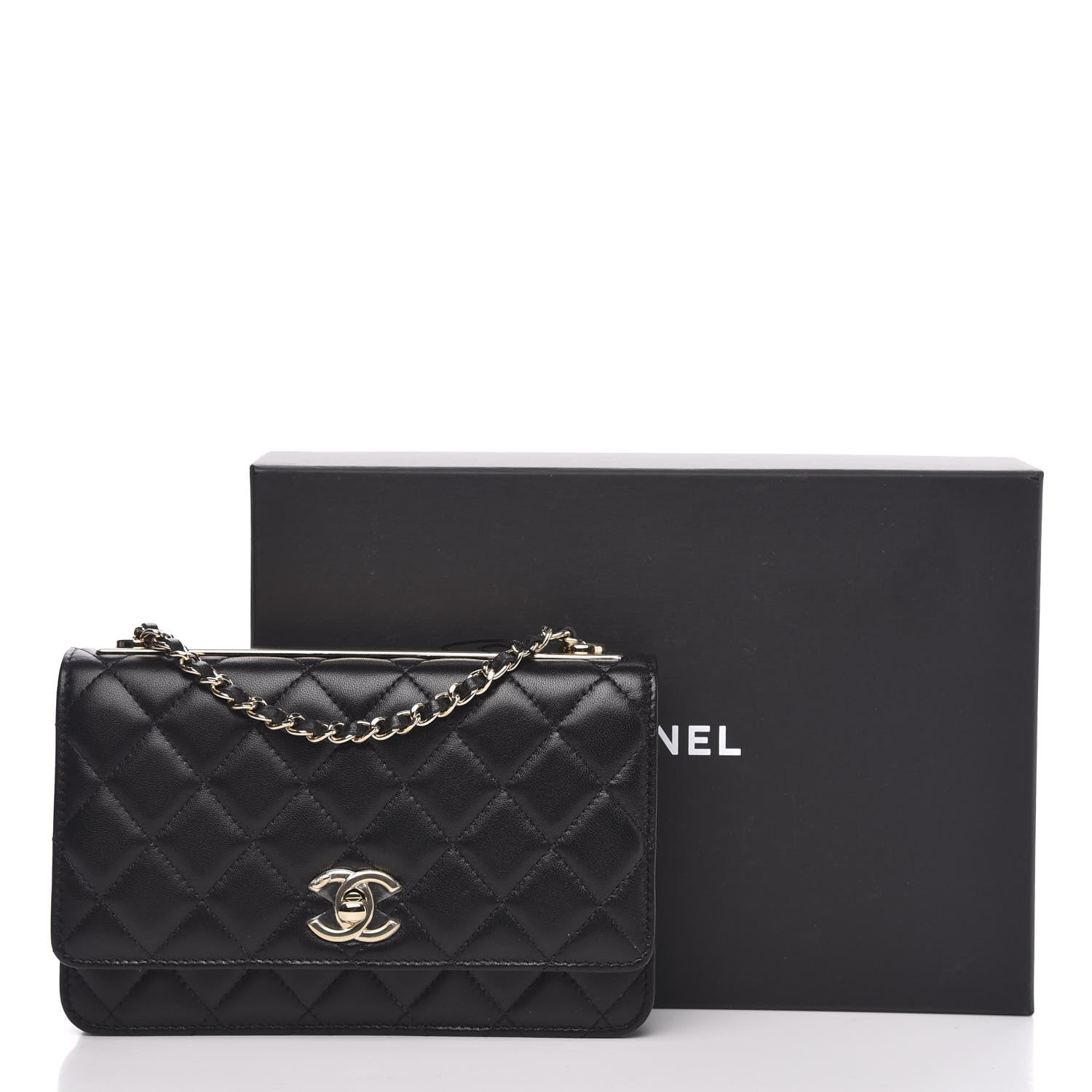 Chanel Lambskin Quilted Trendy CC Wallet On Chain WOC Black 13 of 13