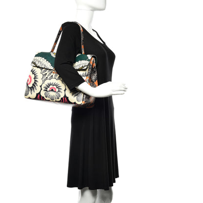 Valentino Garavani Calfskin Floral Print Mime Single Handle Bag Green 2 of 12
