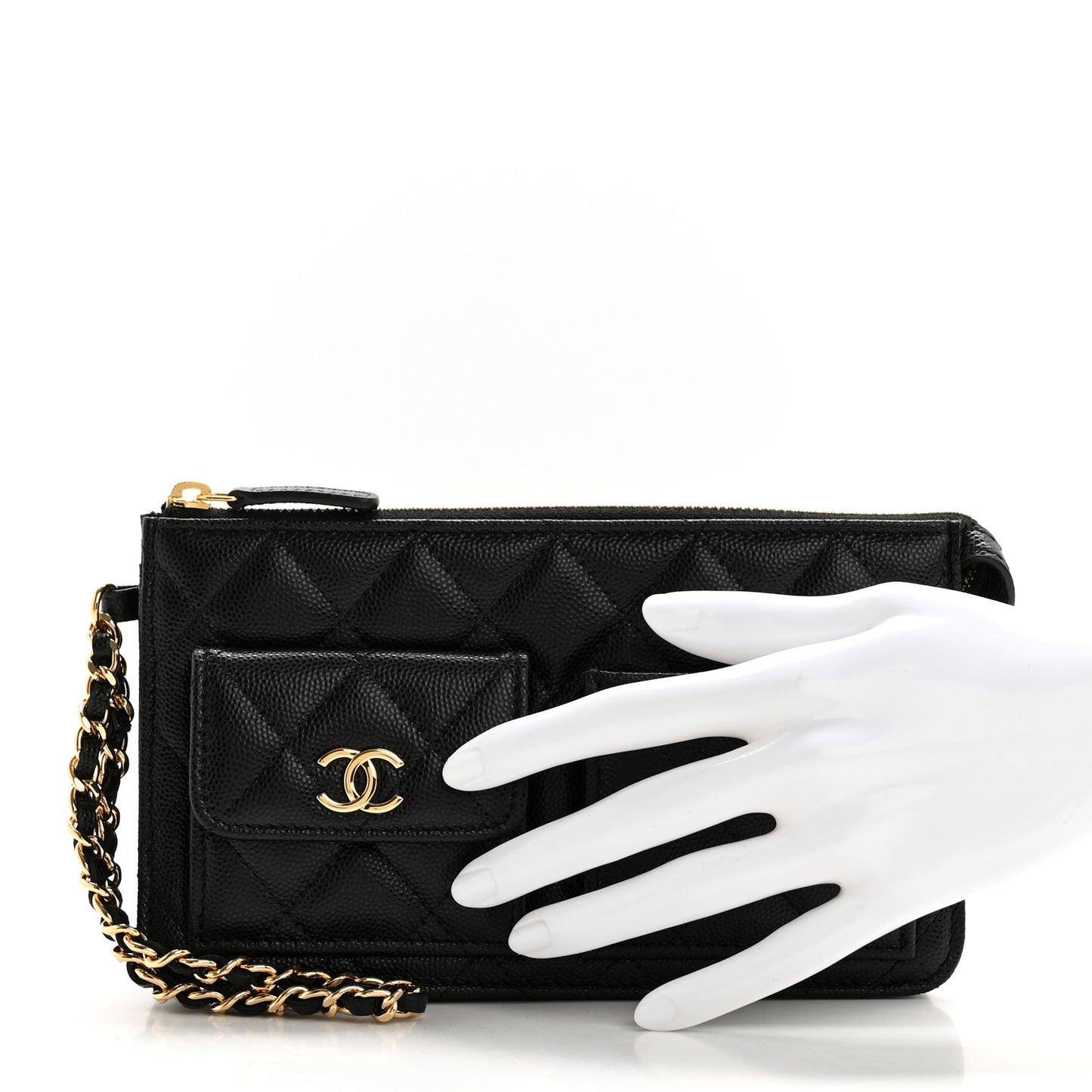 Caviar Quilted Polly Pocket Pouch Black