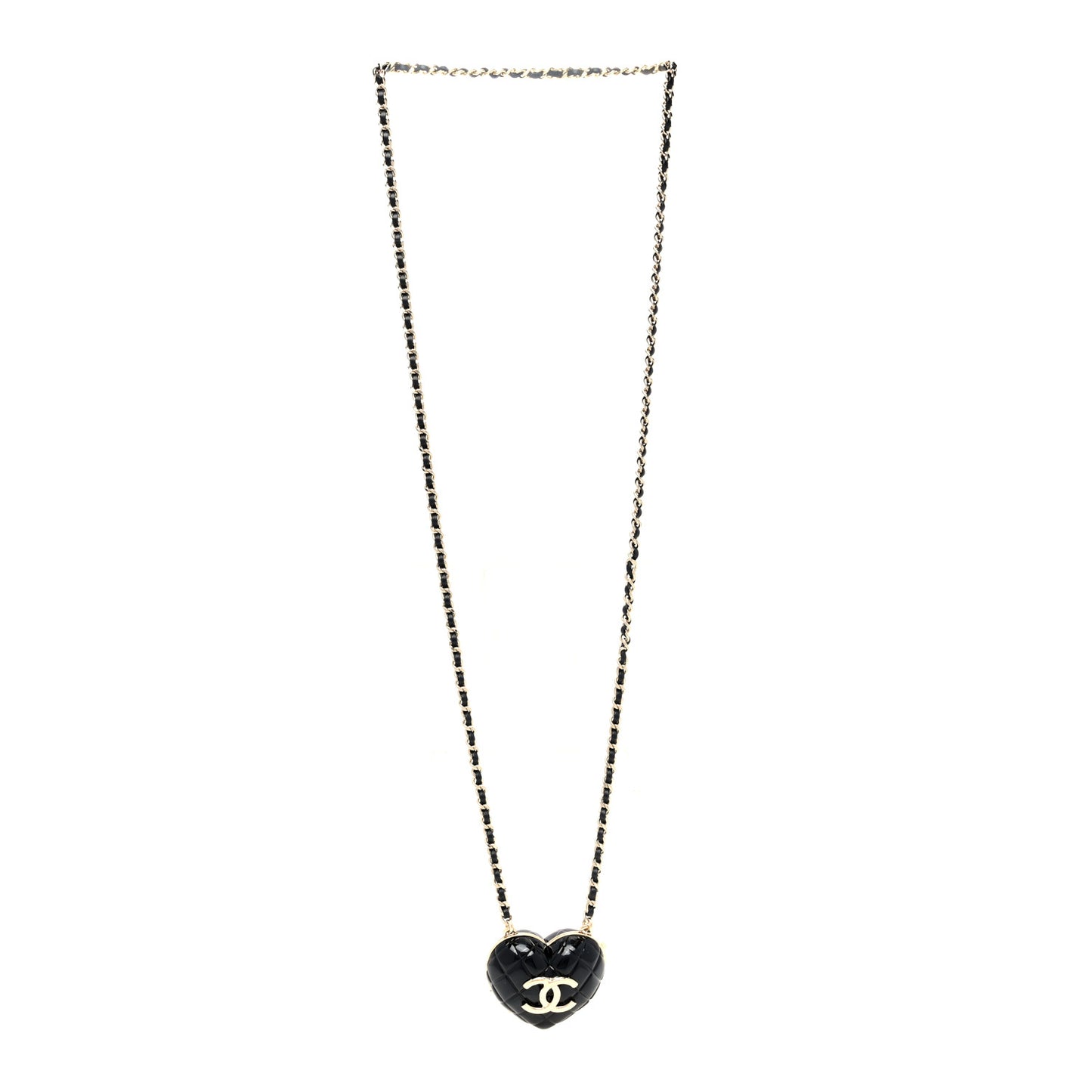 Resin CC Heart Crossbody Locket Necklace Gold Black