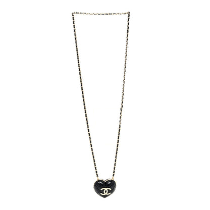 Chanel Resin CC Heart Crossbody Locket Necklace Gold Black 3 of 6