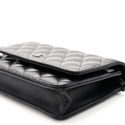 Chanel Lambskin Quilted Wallet On Chain WOC So Black 10 of 10