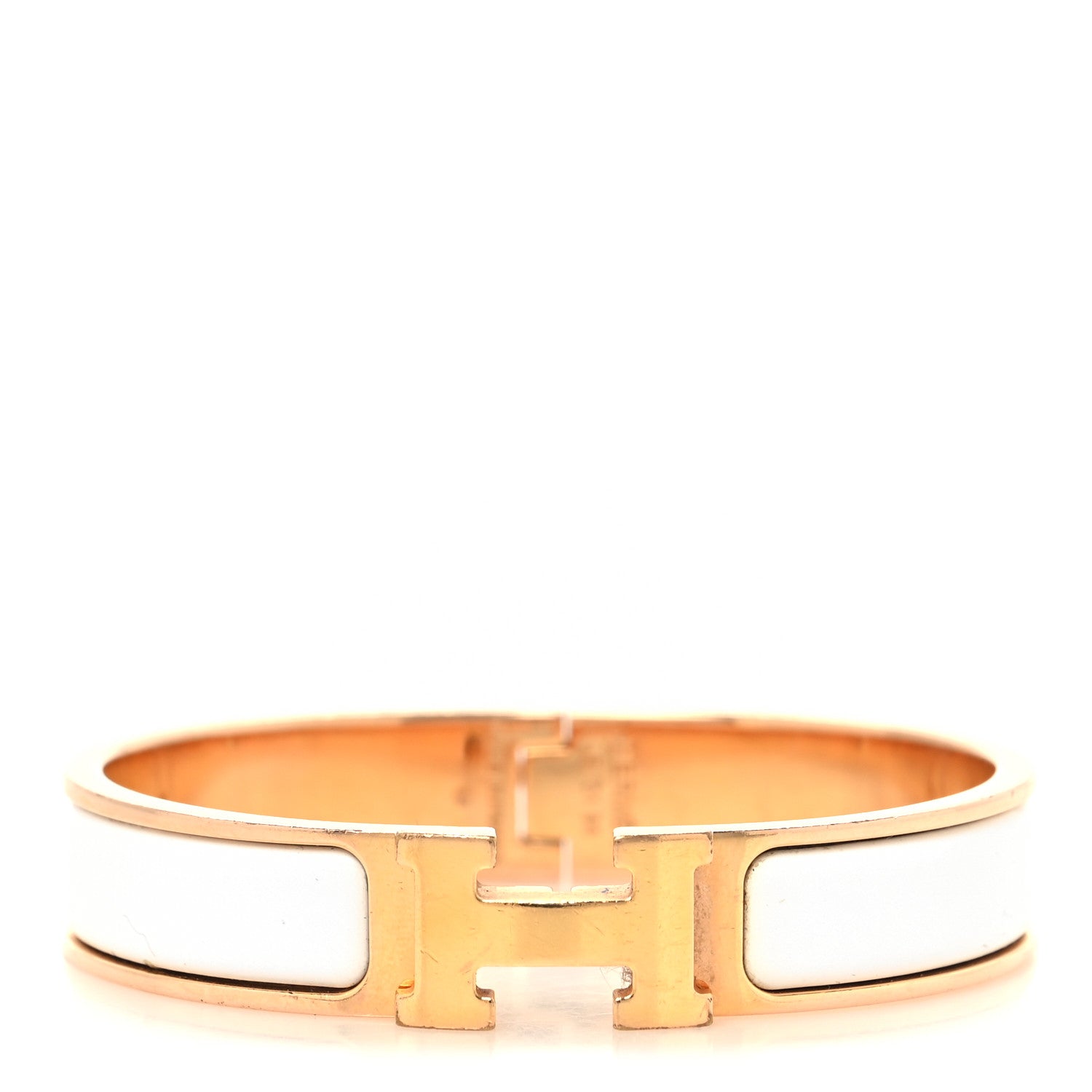 Hermes Enamel Narrow Clic Clac H Bracelet PM White 1 of 4