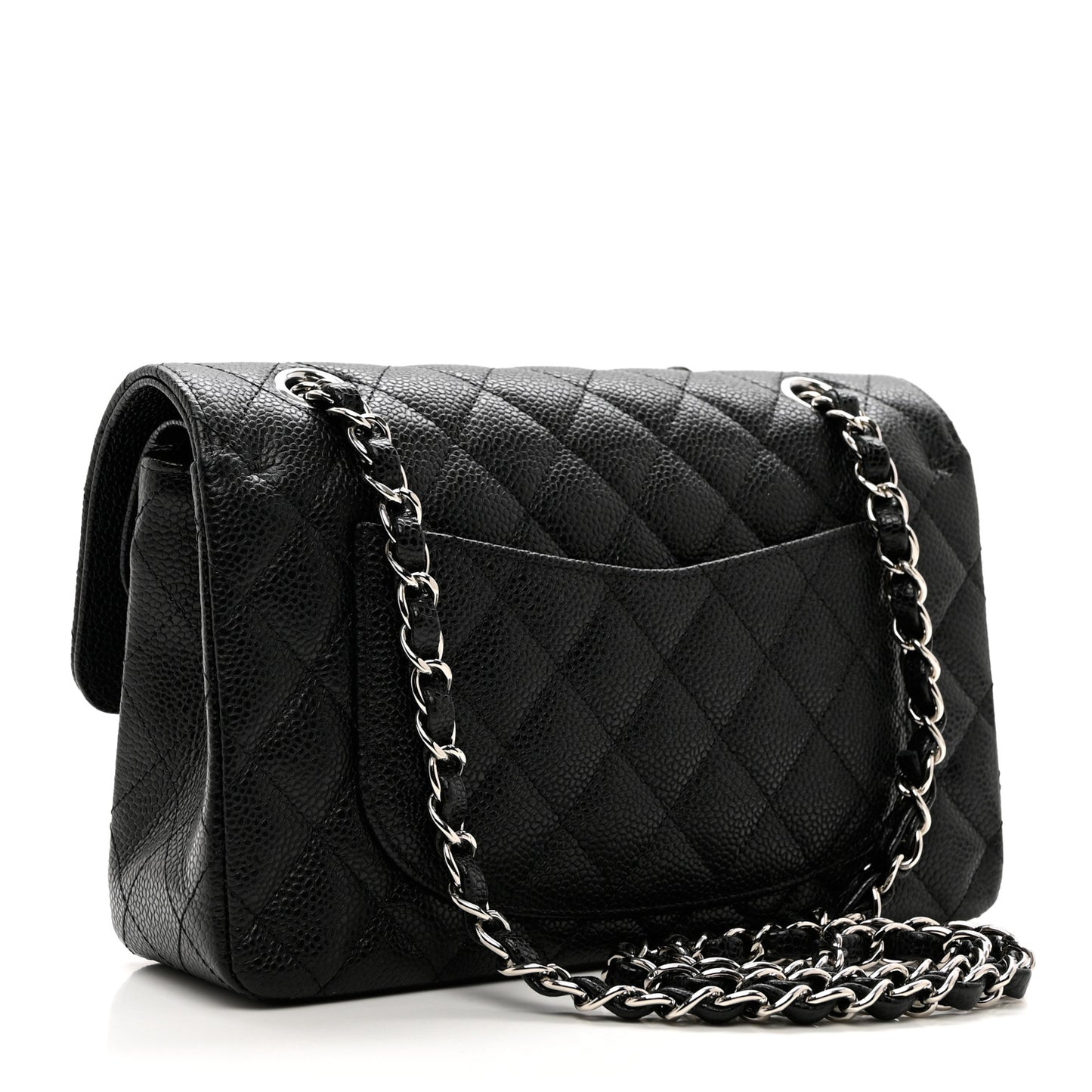 Caviar Quilted Small Double Flap Black