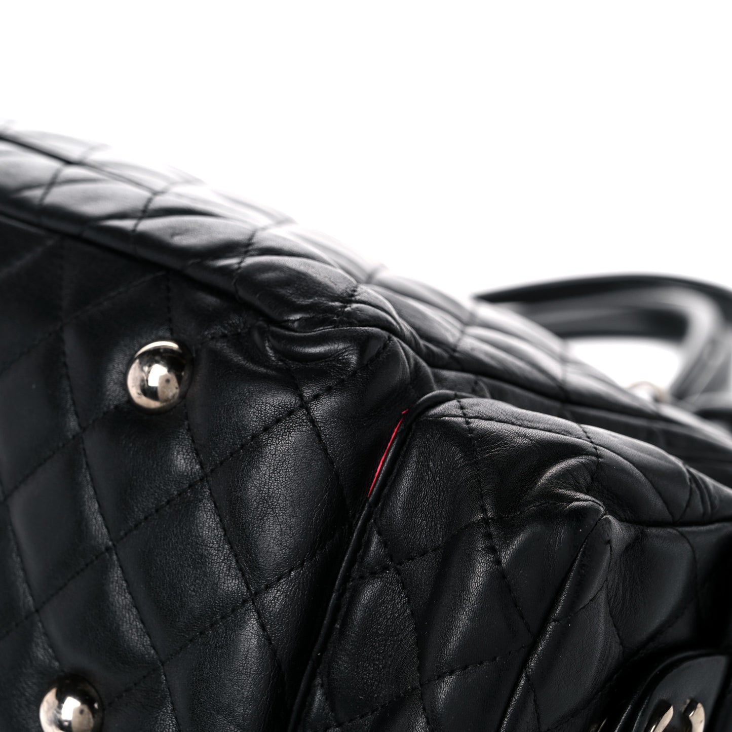 Calfskin Quilted Large Cambon Multipocket Reporter Black White