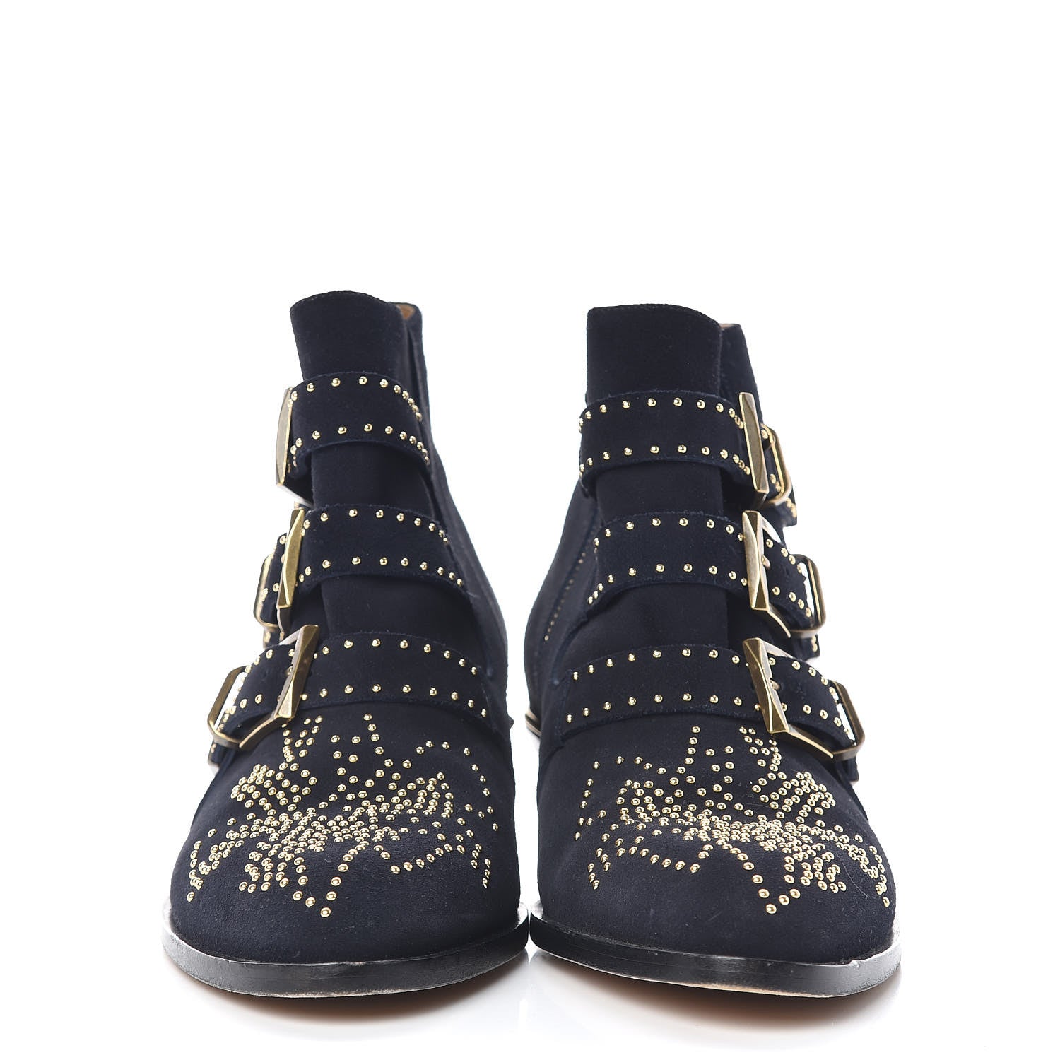 Chloe Suede Studded Suzanna Ankle Booties Boots 38.5 Celtic Night 3 of 9