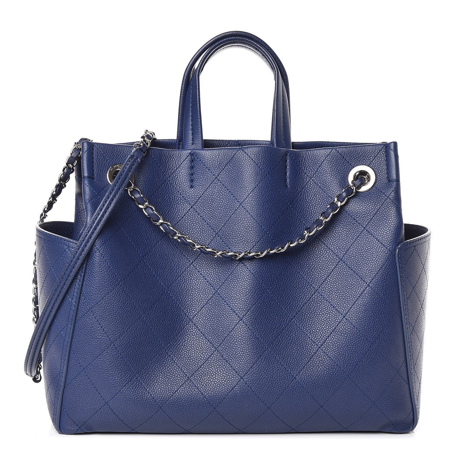 Chanel Grained Calfskin Small CC Pocket Tote Blue 2 of 22