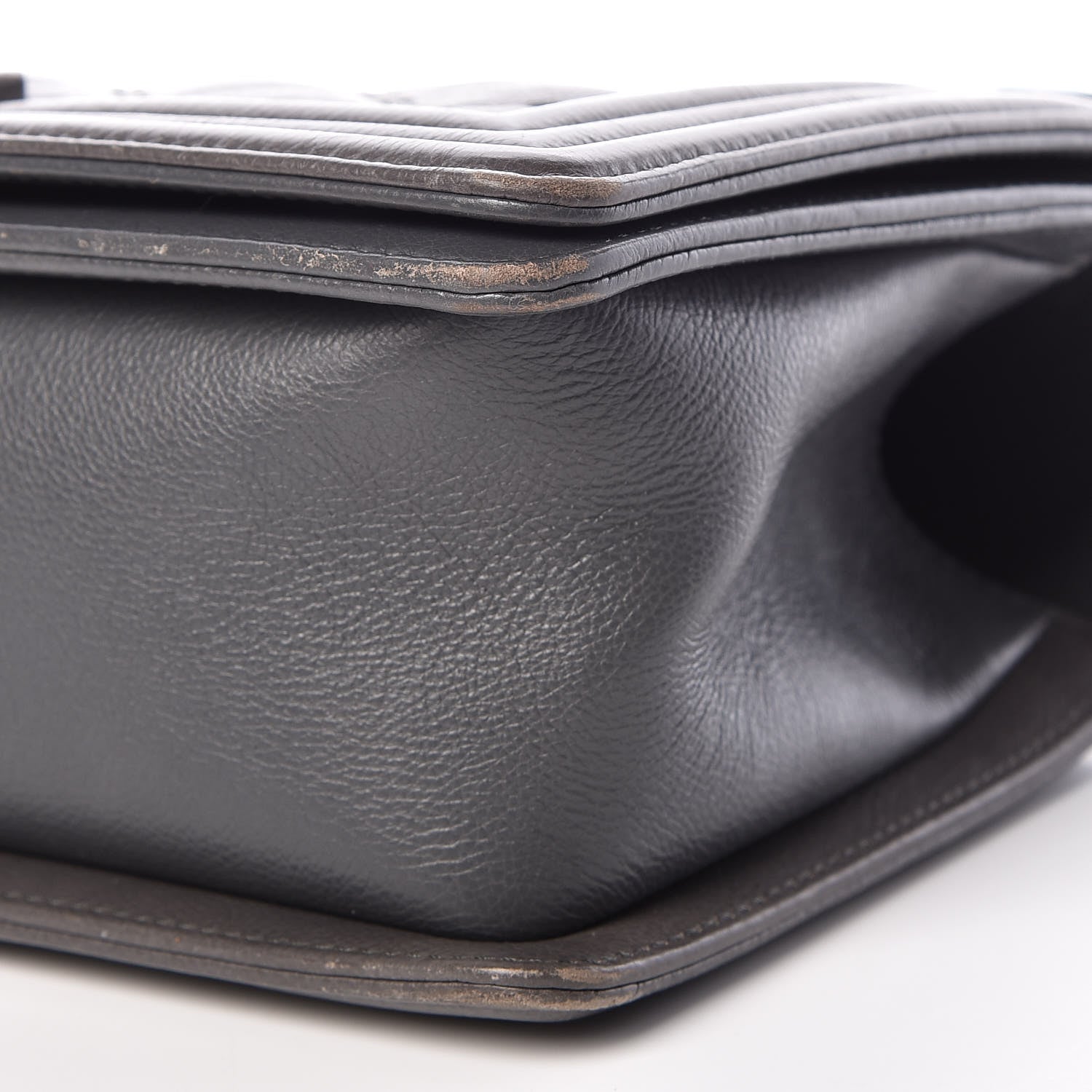 Chanel Calfskin Double Stitch Medium Boy Flap Grey 9 of 14