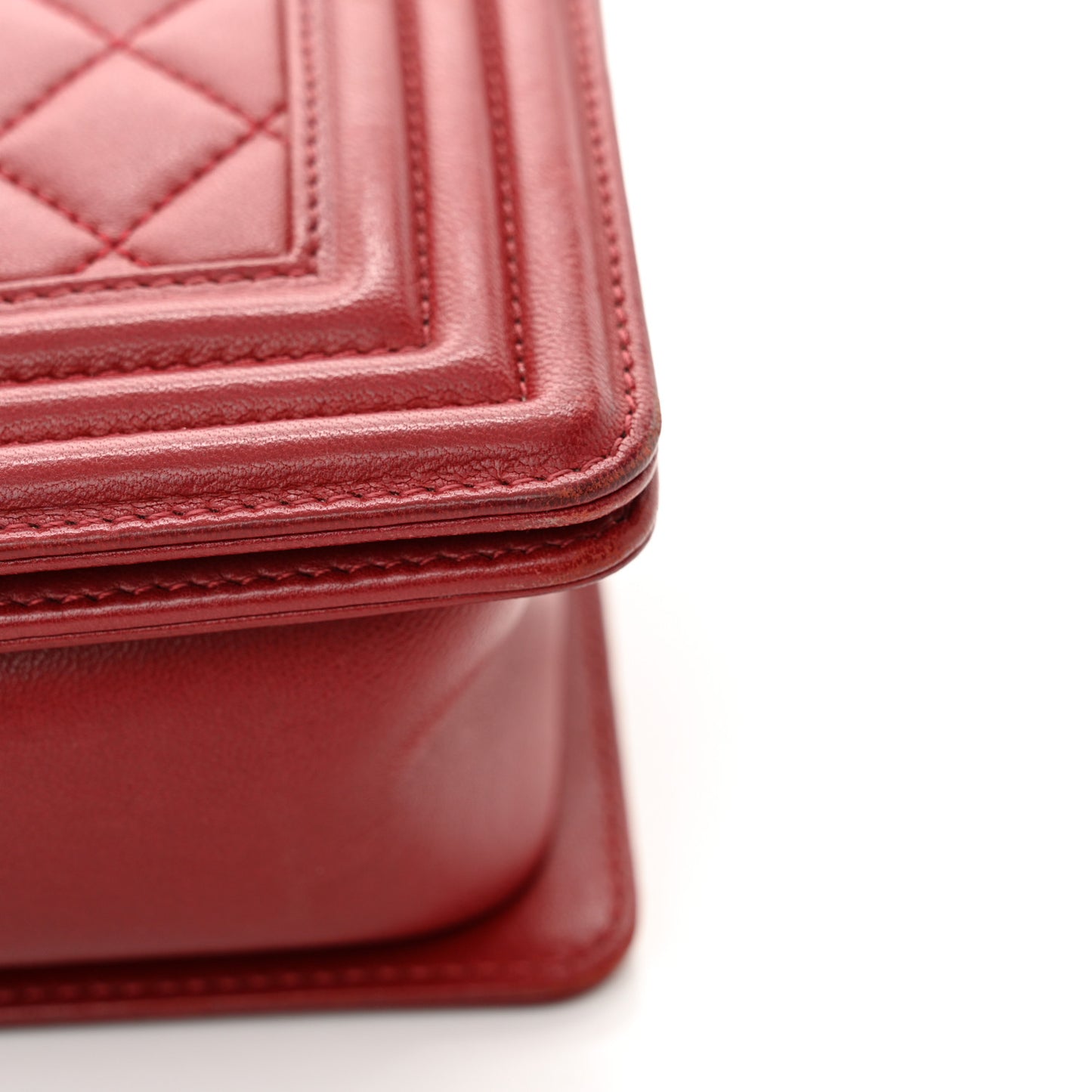 Lambskin Quilted Small Boy Flap Dark Red