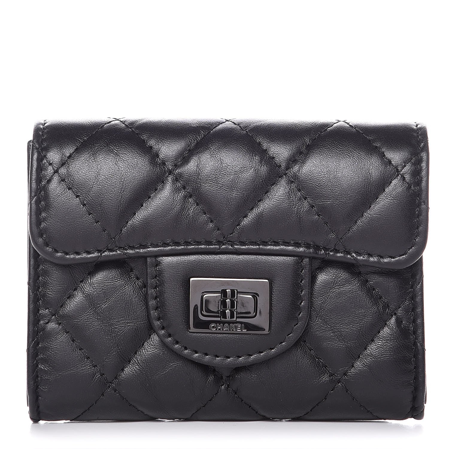 Chanel Aged Calfskin Quilted Reissue Flap Card Holder Wallet So Black 1 of 9