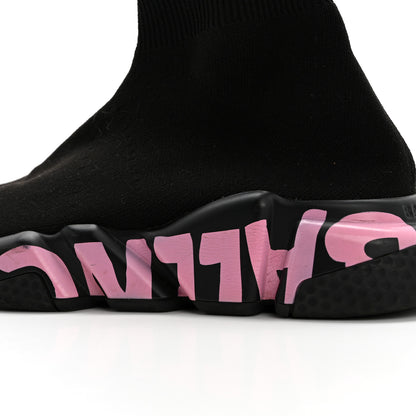 Balenciaga Recycled Knit Womens Speed Graffiti Sneakers 37 Black Pink 8 of 10