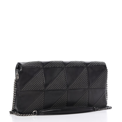 Saint Laurent Lambskin Patchwork Micro Stud Monogram Medium Jamie Baguette Black 3 of 9