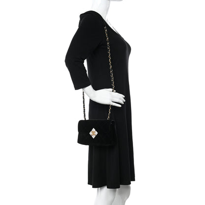 Chanel Velvet Strass Diamond Lock Flap Black 2 of 11