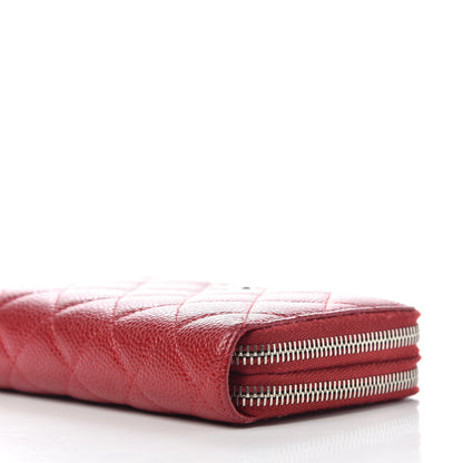 Chanel Caviar Quilted Gusset Double Zip Around Wallet Red 16 of 16
