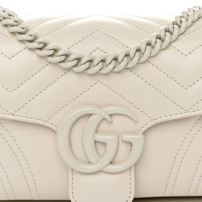 Gucci Calfskin Matelasse Monochrome GG Marmont Crossbody Shoulder Bag White 8 of 11