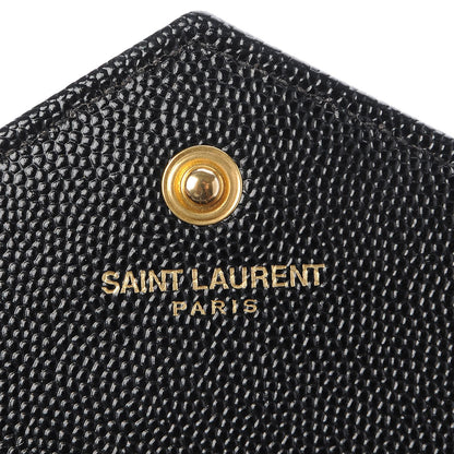Saint Laurent Grain De Poudre Matelasse Chevron Monogram Chain Wallet Black 7 of 10