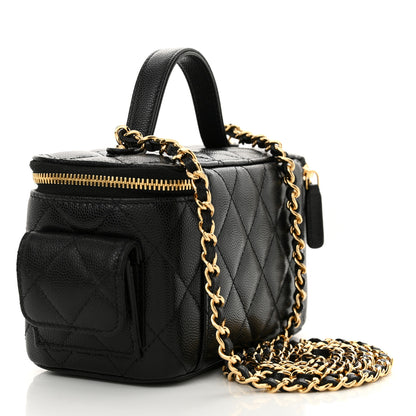 Chanel Caviar Quilted Polly Pocket East West Top Vanity With Chain Black 3 of 11