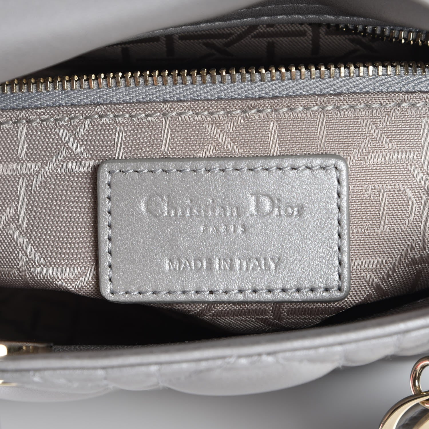 Christian Dior Metallic Lambskin Cannage Mini Lady Dior Grey 6 of 8