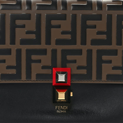Fendi Vitello Liberty Bi-Color FF 1974 Embossed Small Kan I Shoulder Bag Black Maya 8 of 12